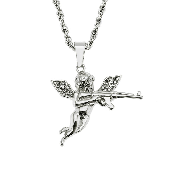 Men's Alloy Diamond Geometric Pendant Necklace With Twist Chain