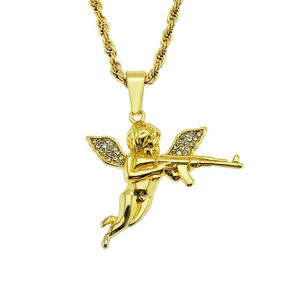 Men's Alloy Diamond Geometric Pendant Necklace With Twist Chain
