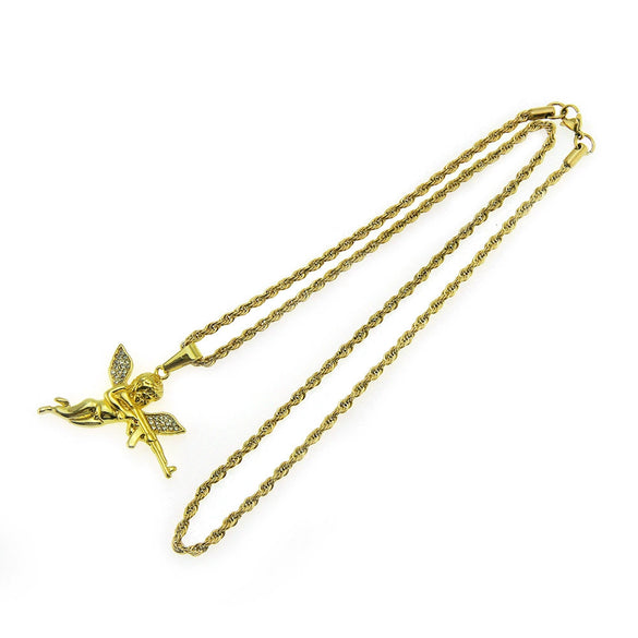 Men's Alloy Diamond Geometric Pendant Necklace With Twist Chain