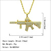 Men's Alloy Diamondencrusted Geometric Ak47 Submachine Gun Pendant Necklace With Twist Chain