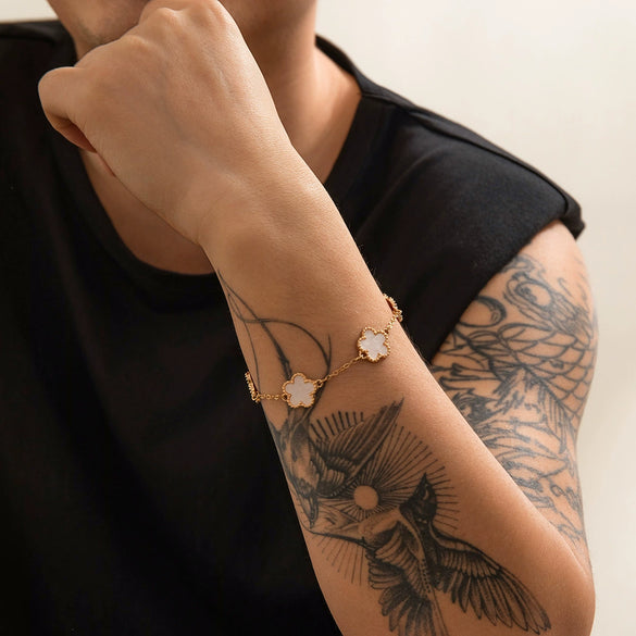 Men's Alloy Electroplated Leaves And Flowers Bracelet