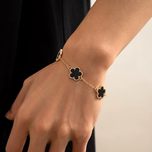 Men's Alloy Electroplated Leaves And Flowers Bracelet