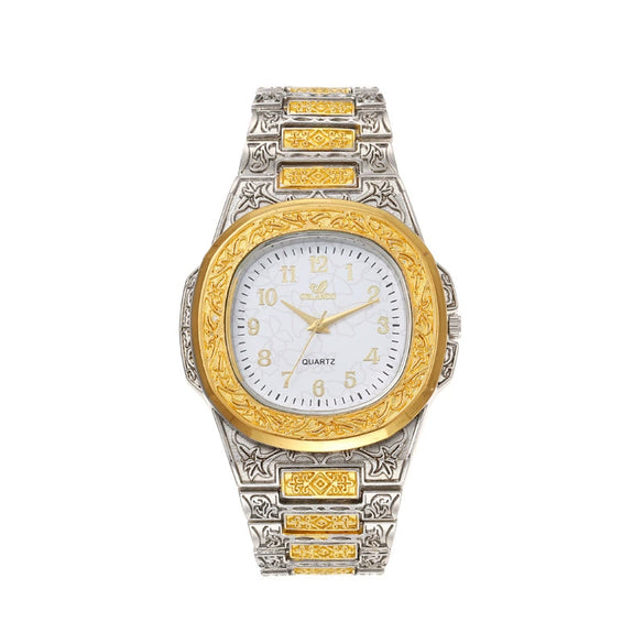 Men's Alloy Fashion Hip Hop Cool Carved Square Dial Quartz Watch