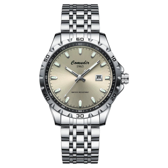 Men's Alloy Fully Automatic Hollow Fake Mechanical Business Style Round Luminous Calendar Waterproof Watch