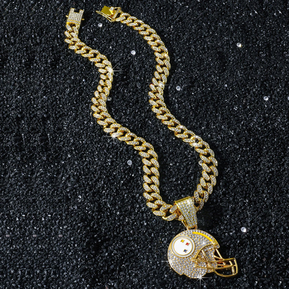 Men's Alloy Geometric Baseball Helmet Cuban Chain Necklace With Electroplating