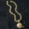 Men's Alloy Geometric Baseball Helmet Cuban Chain Necklace With Electroplating