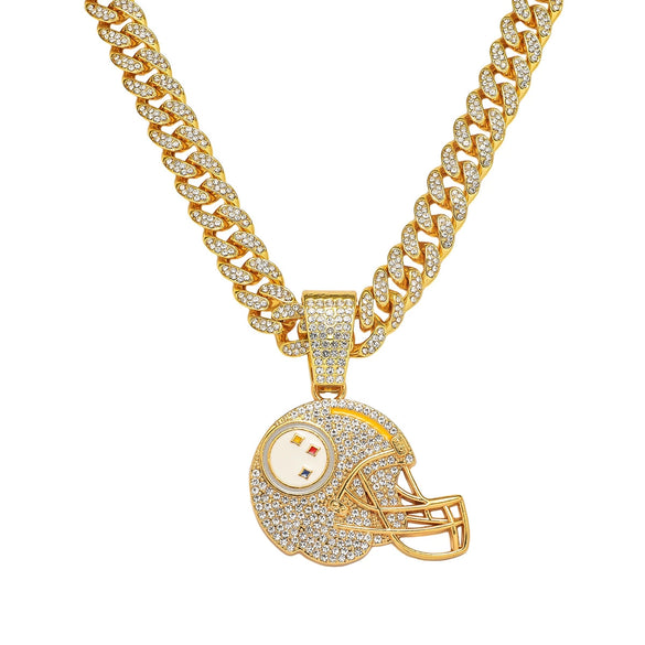 Men's Alloy Geometric Baseball Helmet Cuban Chain Necklace With Electroplating