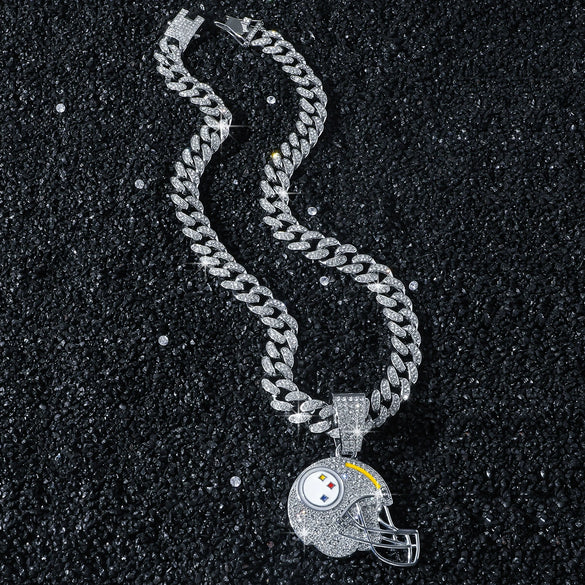 Men's Alloy Geometric Baseball Helmet Cuban Chain Necklace With Electroplating