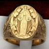 Men's Alloy Geometric Carved Seal Ring Personality Style Electroplated Statement Jewelry
