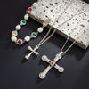 Men's Alloy Geometric Cross Handmade Diamond Pearl Clavicle Chain Jewelry