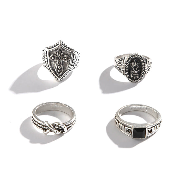 Men's Alloy Geometric Cross Ring With Electroplating Treatment Hiphop Style