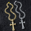Men's Alloy Geometric Cuban Chain Cross Pendant Necklace With Electroplating