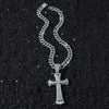 Men's Alloy Geometric Cuban Chain Cross Pendant Necklace With Electroplating