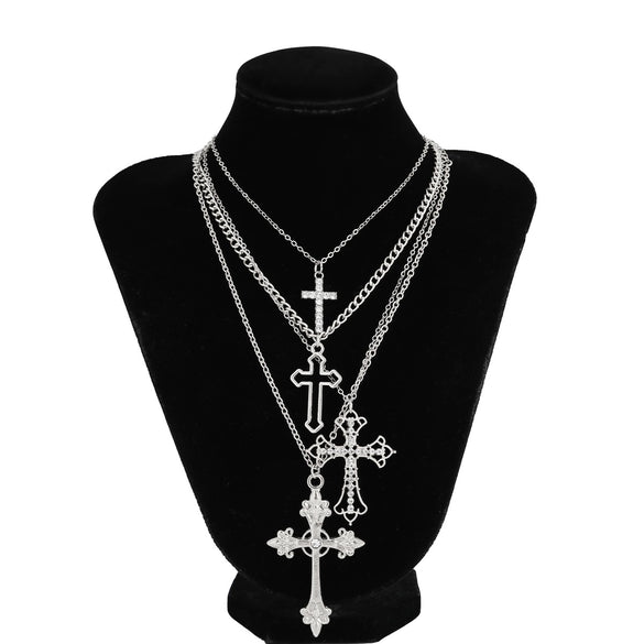 Men's Alloy Geometric Diamond Set Pendant Necklace Hiphop Niche Highgrade Clavicle Chain Jewelry