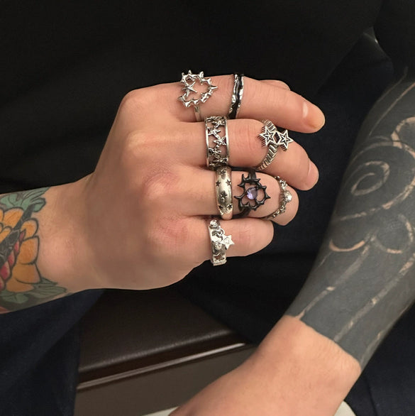 Men's Alloy Geometric Fivepointed Star Hip Hop Ring With Electroplating