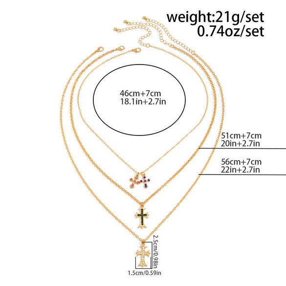 Men's Alloy Geometric Handmade Cross Hiphop Niche Stacked Clavicle Chain Jewelry
