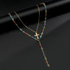 Men's Alloy Geometric Handmade Crystal Cross Pendant Necklace