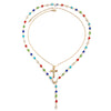 Men's Alloy Geometric Handmade Crystal Cross Pendant Necklace
