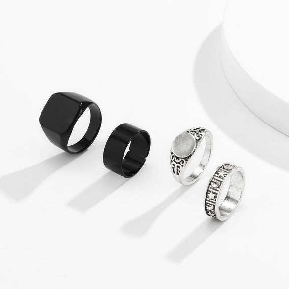 Men's Alloy Geometric Irregular Ring Set Electroplated Cold Style Punk Tail Ring