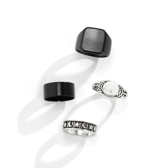 Men's Alloy Geometric Irregular Ring Set Electroplated Cold Style Punk Tail Ring