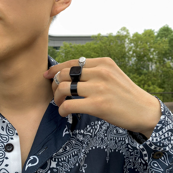 Men's Alloy Geometric Irregular Ring Set Electroplated Cold Style Punk Tail Ring