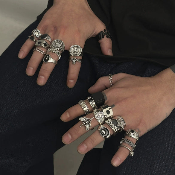 Men's Alloy Geometric Jewelry Ring With Electroplating