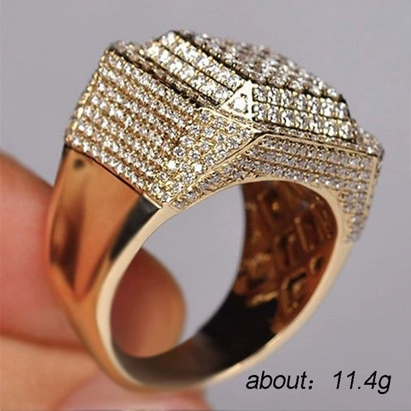 Men's Alloy Geometric Micro Inlay Rhinestone Ring