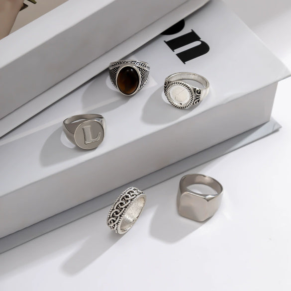 Men's Alloy Geometric Old Style Ring Set