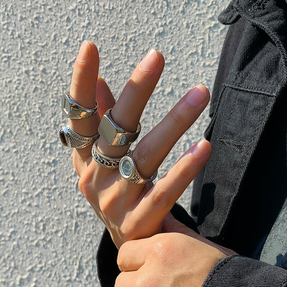 Men's Alloy Geometric Old Style Ring Set