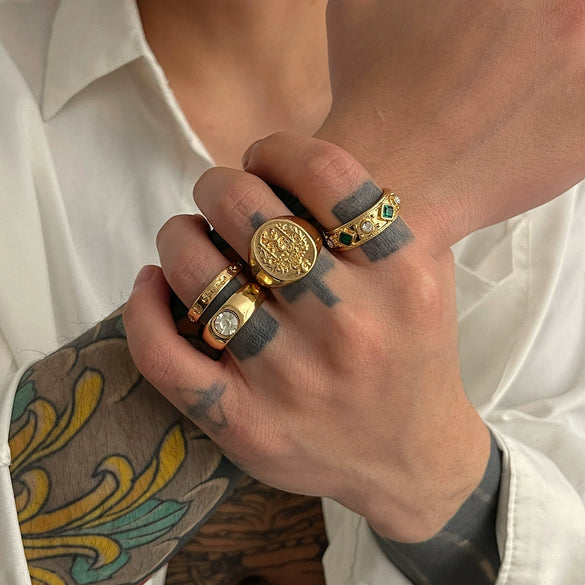 Men's Alloy Geometric Pattern Electroplated Hiphop Ring