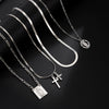 Men's Alloy Geometric Pendant Necklace Handmade Snake Bone Chain