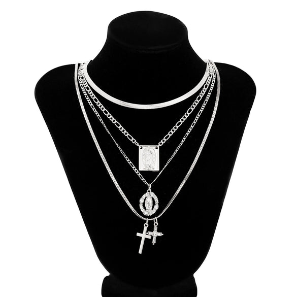 Men's Alloy Geometric Pendant Necklace Handmade Snake Bone Chain