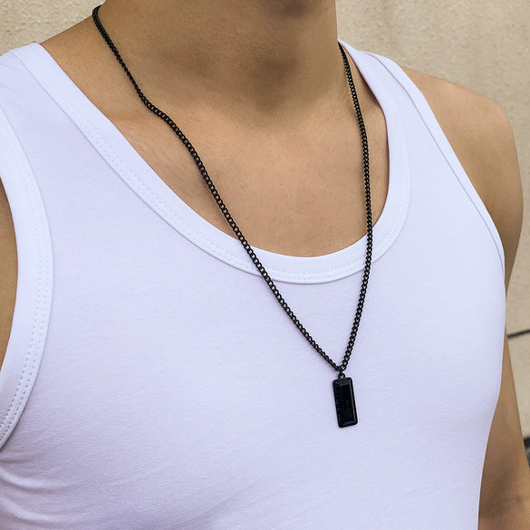 Men's Alloy Geometric Pendant Sweater Chain Necklace With Electroplating Treatment