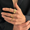 Men's Alloy Geometric Pleated Ring With Electroplating Hiphop Niche Personality Style