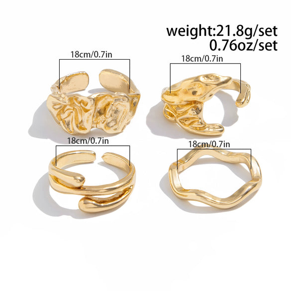 Men's Alloy Geometric Pleated Ring With Electroplating Hiphop Niche Personality Style