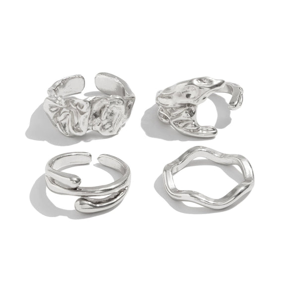 Men's Alloy Geometric Pleated Ring With Electroplating Hiphop Niche Personality Style