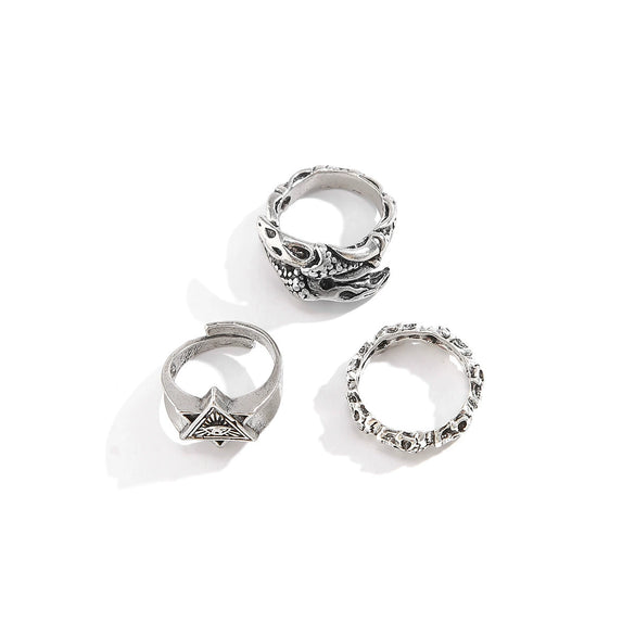 Men's Alloy Geometric Retro Sixpointed Star Ring And Bracelet With Electroplating
