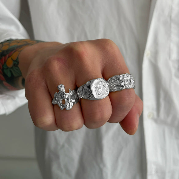 Men's Alloy Geometric Ring With Electroplating Light Luxury Niche Highend Retro Style