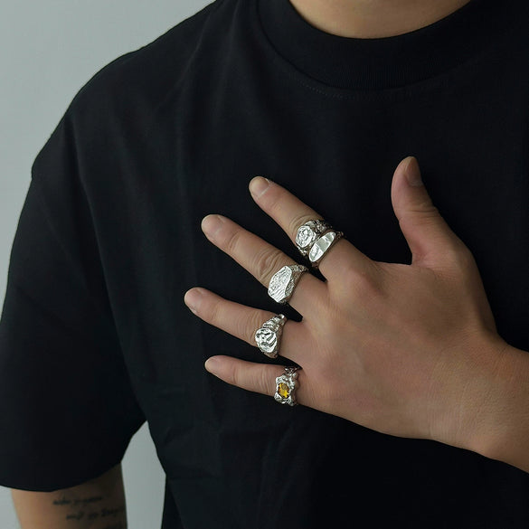 Men's Alloy Geometric Style Electroplated Ring Jewelry