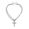 Men's Alloy Handmade Cross Pearl Necklace Hip Hop Trendy Street Fashion Jewelry
