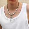 Men's Alloy Handmade Cross Pearl Necklace Hip Hop Trendy Street Fashion Jewelry