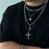 Men's Alloy Handmade Geometric Cross And Fivepointed Star Pendant Necklace