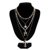 Men's Alloy Handmade Geometric Cross And Fivepointed Star Pendant Necklace