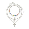 Men's Alloy Handmade Geometric Cross And Fivepointed Star Pendant Necklace