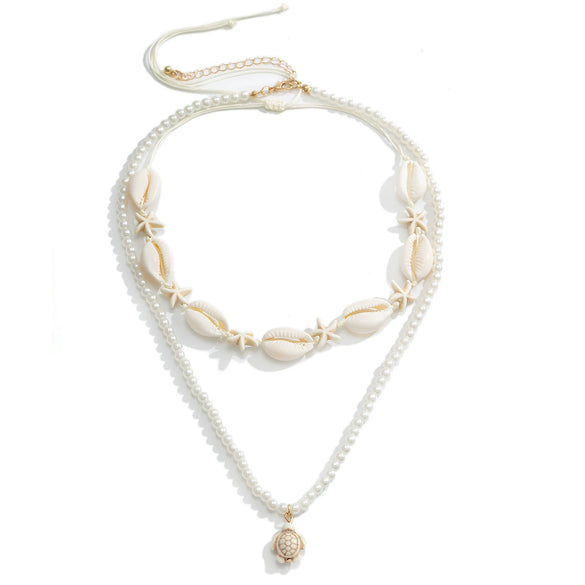 Men's Alloy Handmade Geometric Shell Beaded Turtle Necklace Jewelry
