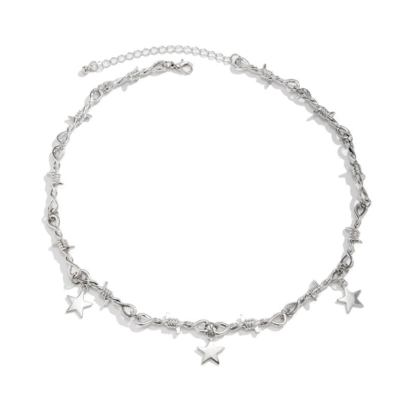 Men's Alloy Handmade Geometric Thorn Fivepointed Star Necklace