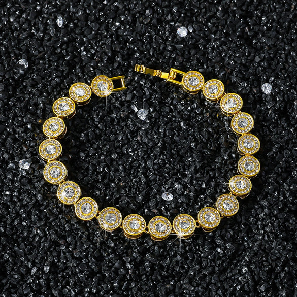 Men's Alloy Hip Hop Geometric Diamond Set Necklace Cuban Chain