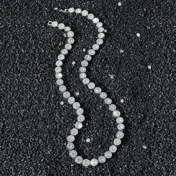 Men's Alloy Hip Hop Geometric Diamond Set Necklace Cuban Chain