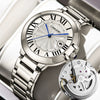 Men's Alloy Hollow Fake Mechanical Business Style Round Dial Luminous Calendar Waterproof Watch With Onion Crown Transparent Bottom And Mineral Reinforced Glass Mirror