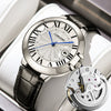 Men's Alloy Hollow Fake Mechanical Business Style Round Dial Luminous Calendar Waterproof Watch With Onion Crown Transparent Bottom And Mineral Reinforced Glass Mirror